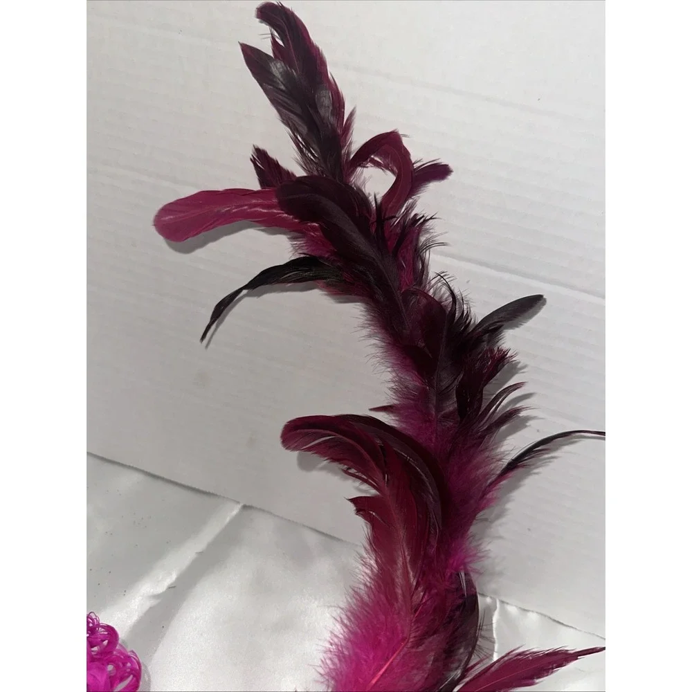 Pink Purple Glitter Peacock Feather Christmas Ornament Clip On Long Tail 16 Inch
